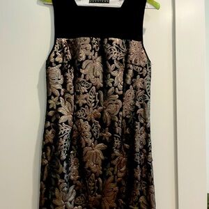 Black and Gold Floral Sequins Mini Dress